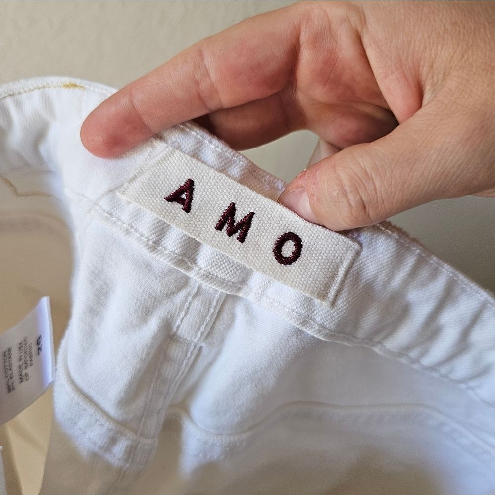AMO White Kick Drop Jeans In Sea Salt Size 26 - Picture 5 of 8